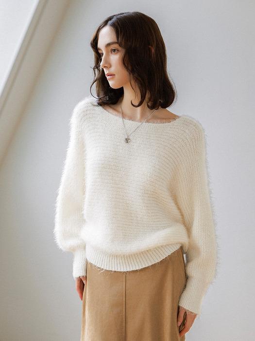 루즈 가오리핏 헤어리 보트넥 니트_5color