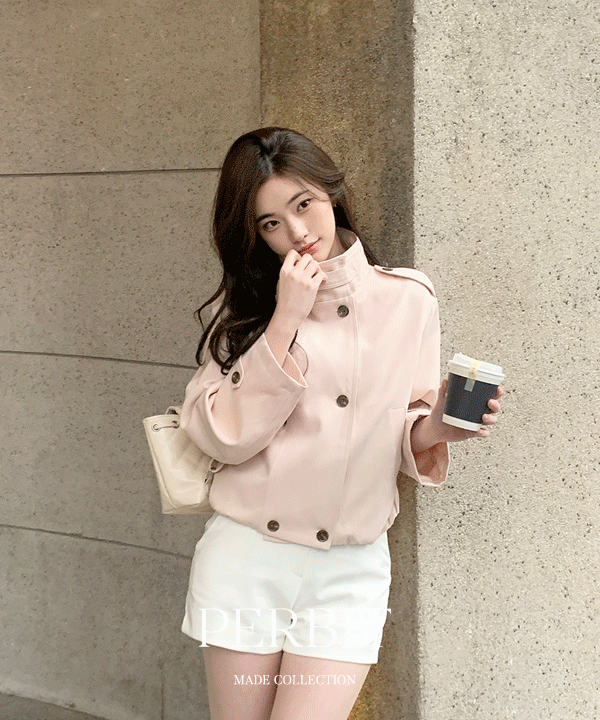 퍼빗 [물복트렌치🍑] [P.B MADE] 블라썸 여리트렌치 크롭 자켓 - 2color