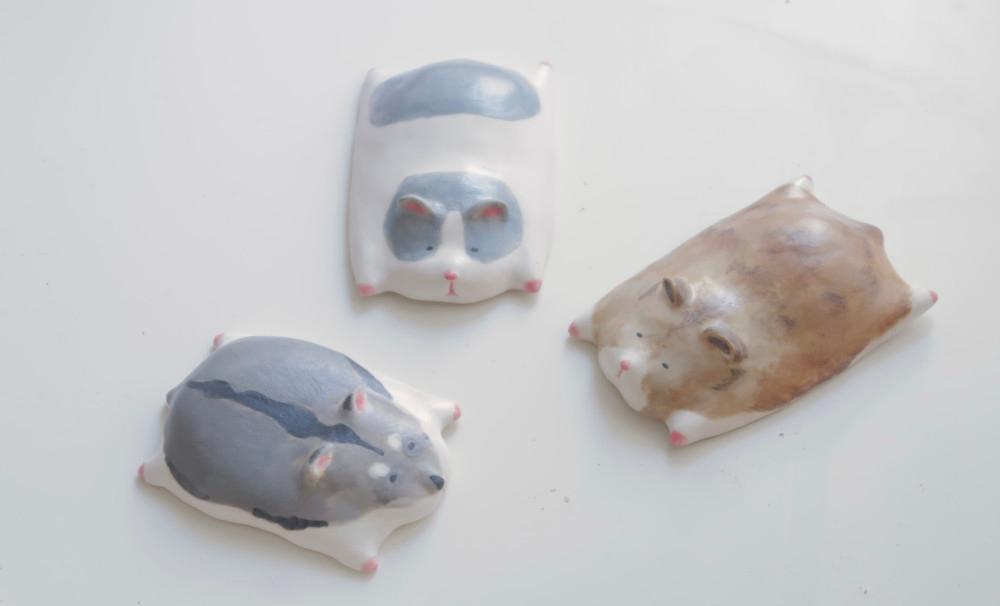 [커스텀 제작] 녹아내린다아 햄찌 도자기 오브제 냅킨홀더 문진