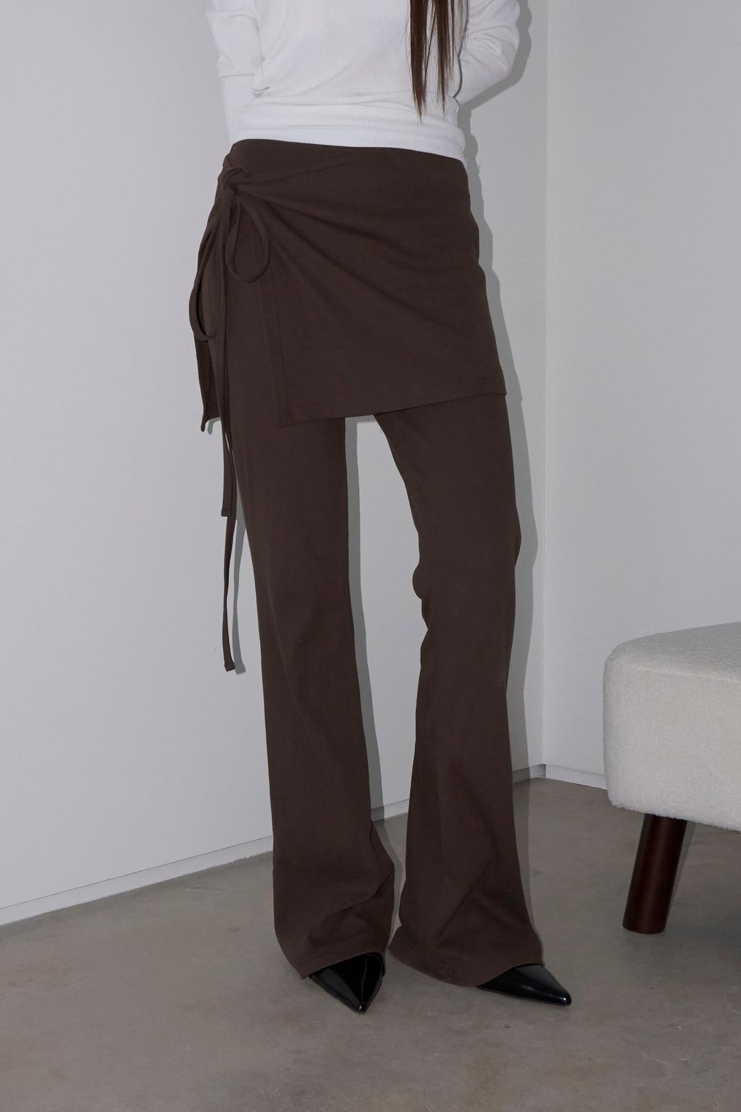 Wrap Skirt Layered Bootcut Pants (2c)