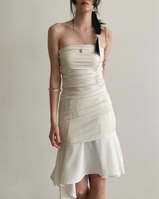 glossy one shirring dress (3color)