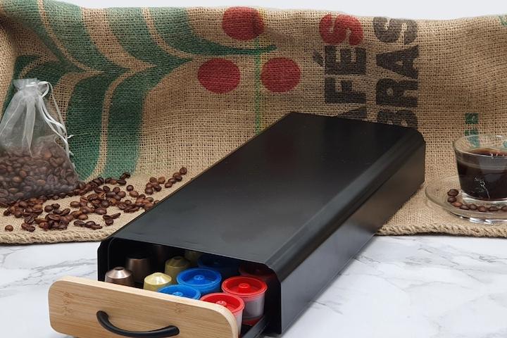 네스프레소 일리 커피 캡슐 보관함 호환용 우드 서랍형 40구 블랙 홀더 거치대