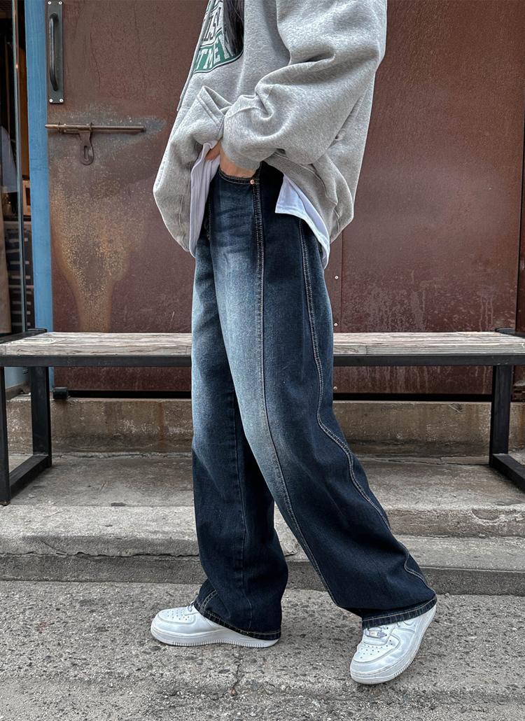 バルーンウォッシュラインデニムパンツ・p625265