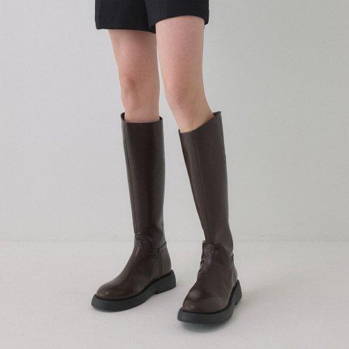 라운드 토 베이직 플랫 롱부츠 412148001 (3.5cm/3color)