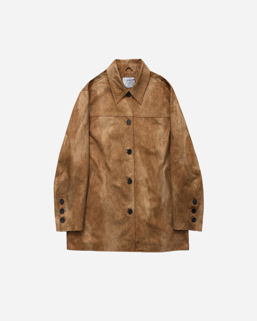 OVERSIZED FAUX SUEDE CAR COAT (CAMEL)