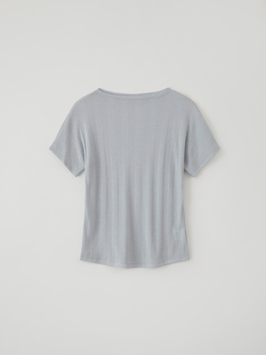 Ribbed Half Neck Slim Tee(Cloudy Blue)