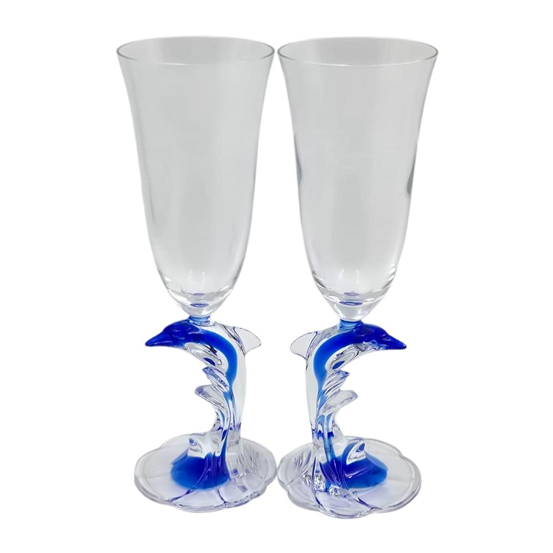 90s 프랑스 크리스탈 돌고래 샴페인 잔 1p | 후루츠패밀리