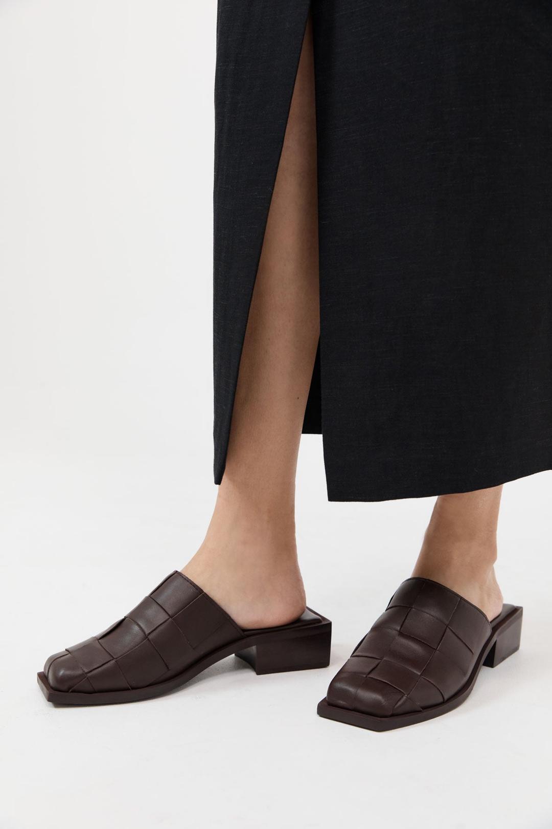 Woven Mules - Chocolate - 35