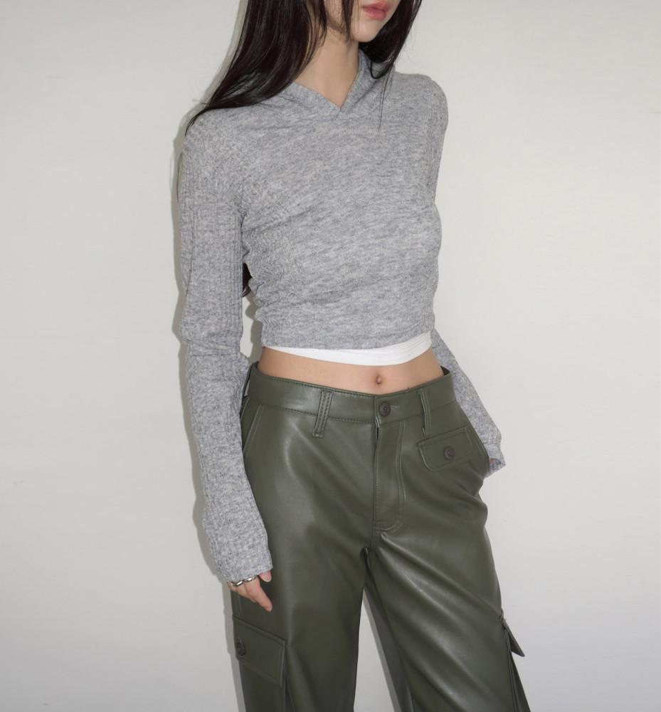 소프트 크롭 골지 후드