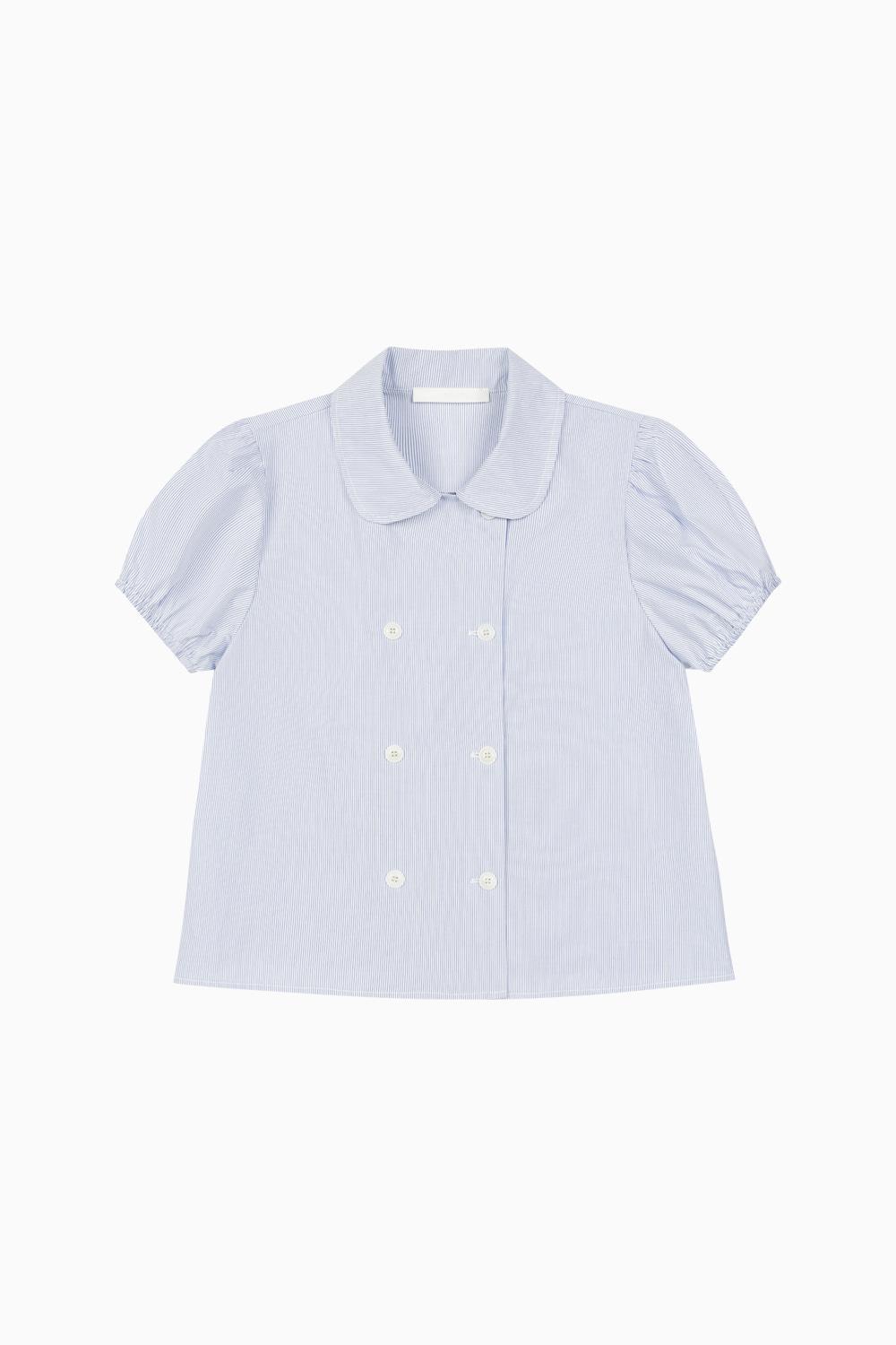 ROUND COLLAR DOUBLE BLOUSE, BLUE