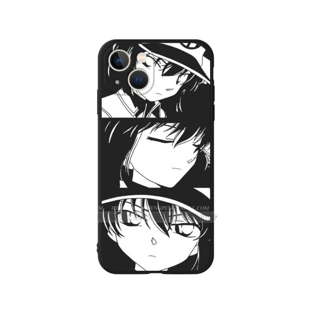 [호환] 명탐정코난 아이폰 12 13 14 시리즈 하이바라 아이 블랙 색상 휴대폰 케이스