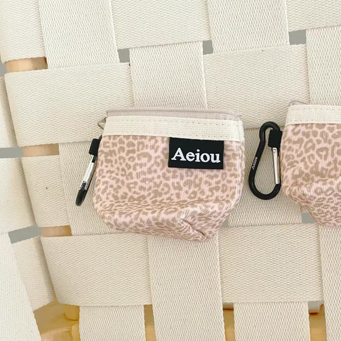 Aeiou Keyring Pouch (XS) Leopard Pink Corduroy