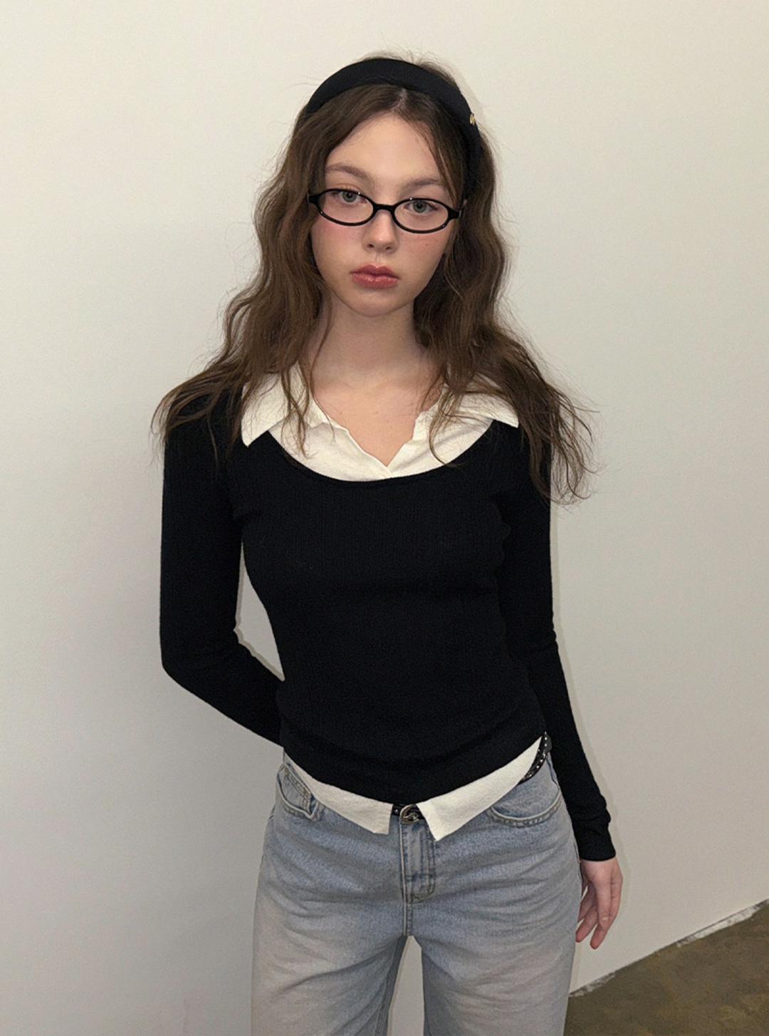 트위 [누적1.2만장][총명' pick] 벨롯 투톤 레이어 니트