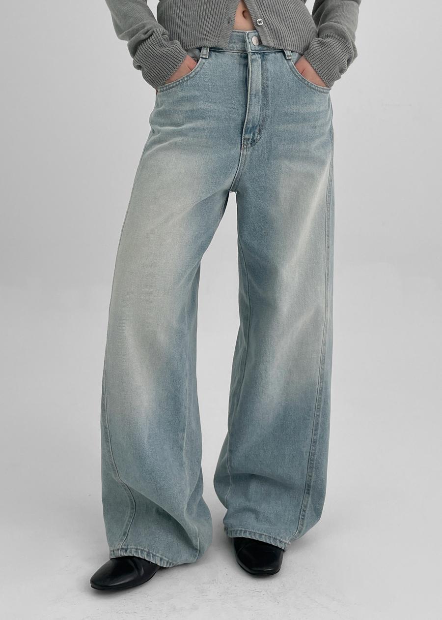 숀티 라인 와이드 데님팬츠