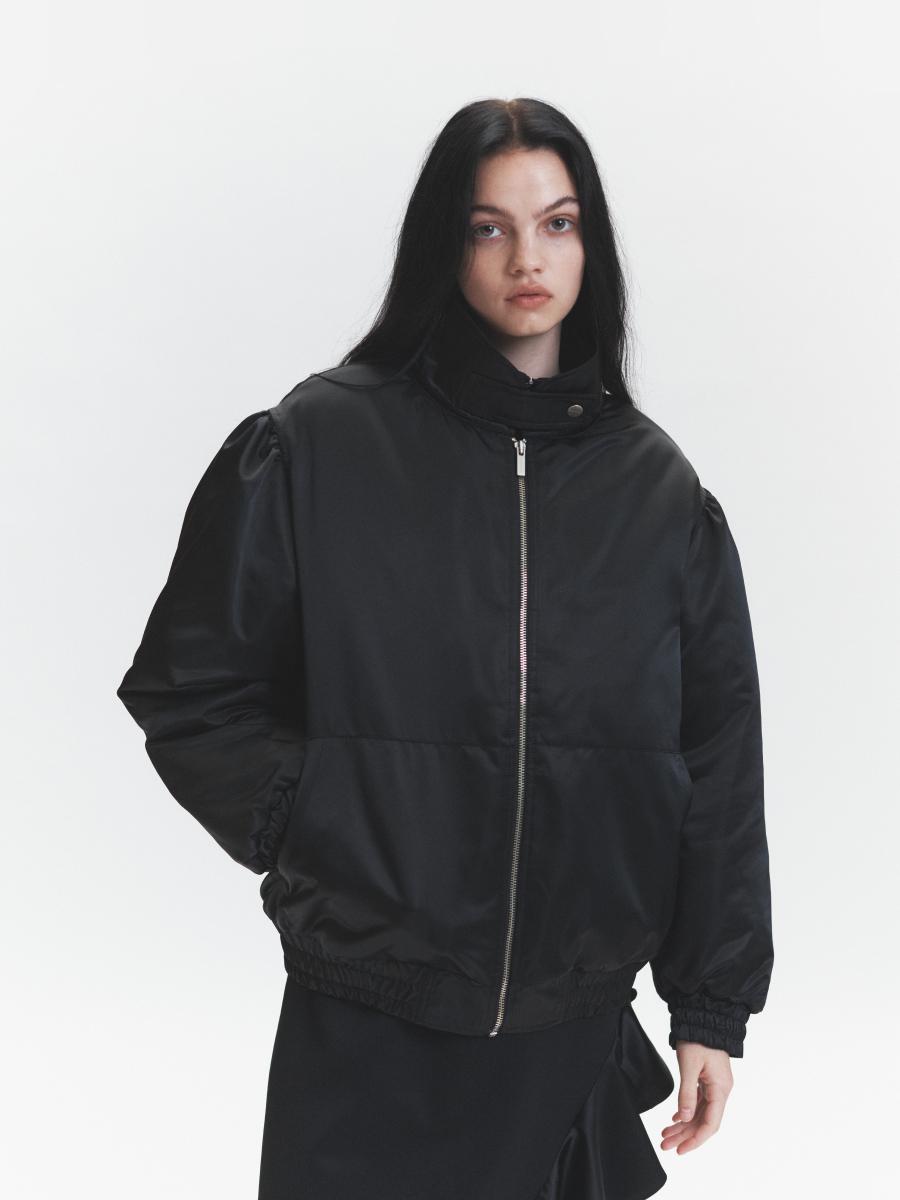 Shirred Bomber Jumper (Black)