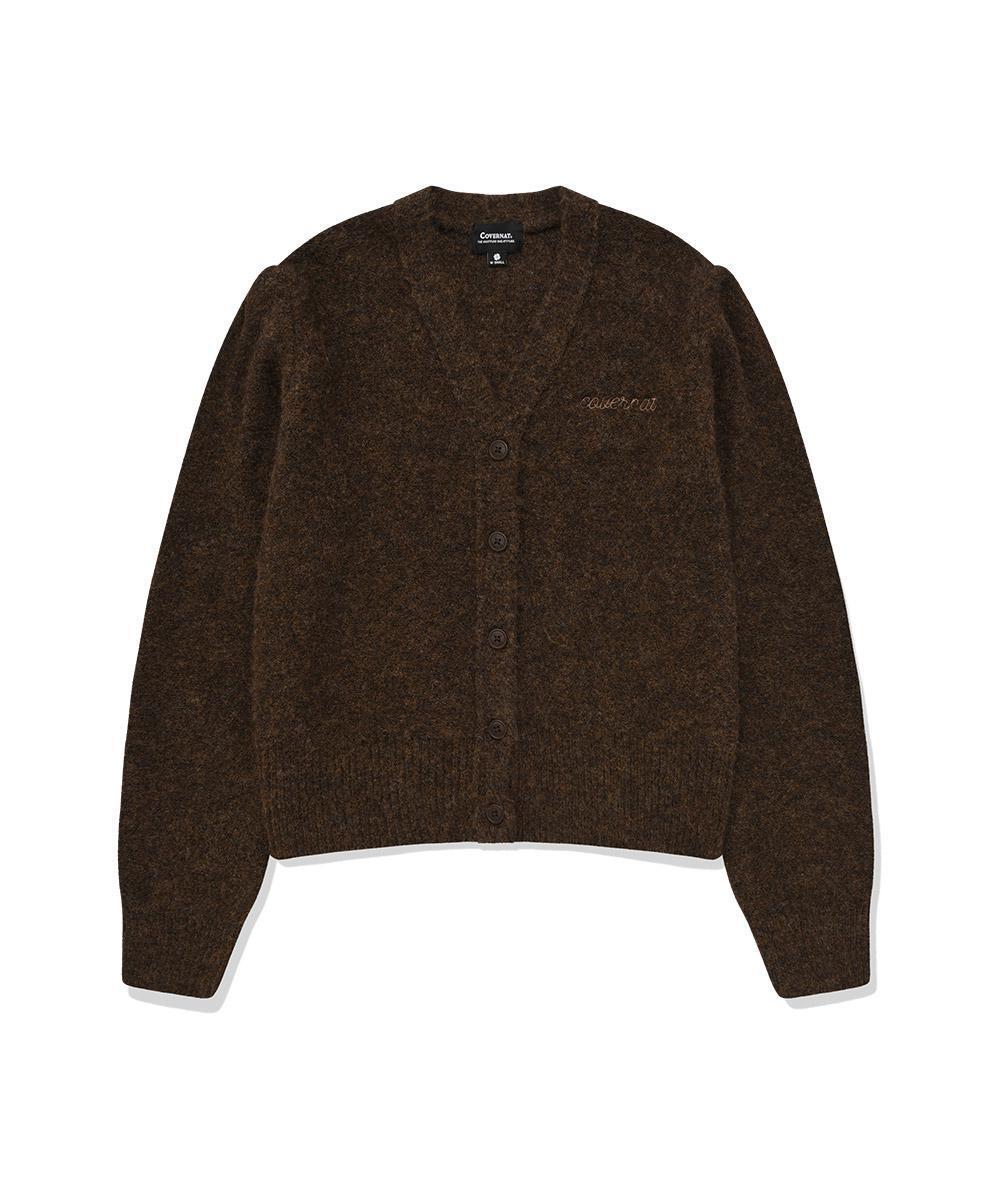 우먼 헤어리 가디건 브라운