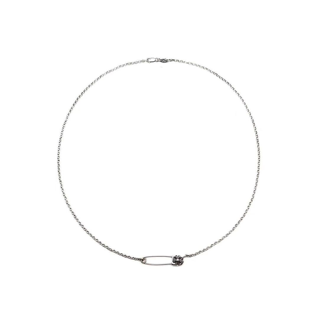 Chrome Hearts Silver Pin Clip Roll Chain Necklace
