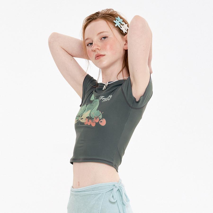 그래픽 포인트 숏 슬리브 래쉬가드 [차콜]