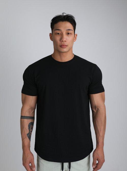 무지 쿨링 피마 머슬핏 반팔티 (블랙)