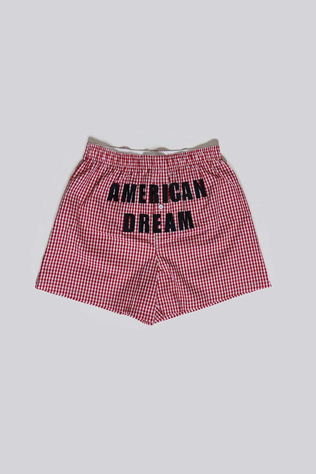 Red Gingham Printed Boxer - S/M / Red