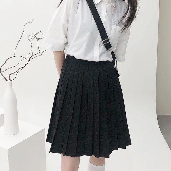 오디 블랙 플리츠 스커트 (1color)