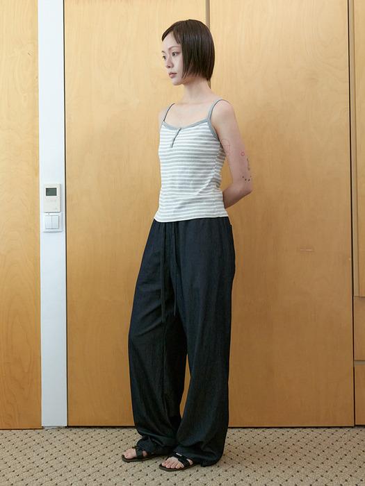 Airy nylon wide pants_BLACK DENIM