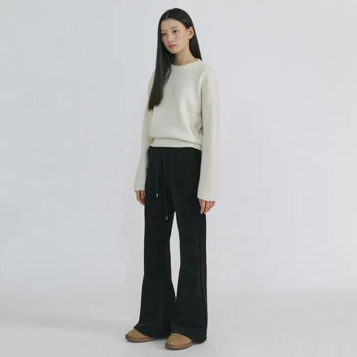 [융기모]Fleece Lined Bootcut Banding Pants_BLACK