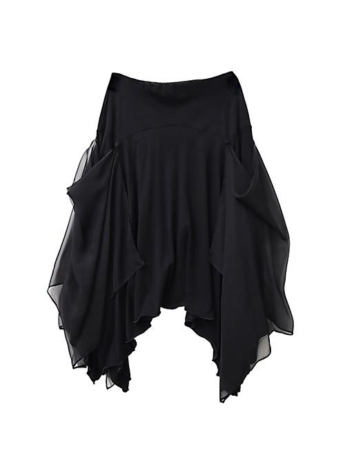 [CLaddA] chiffon flutter skirt, black