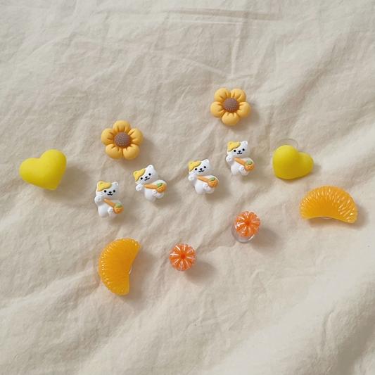 [당일출고] 귤을 좋아하는 고양이 크록스 지비츠 세트 (6pcs)