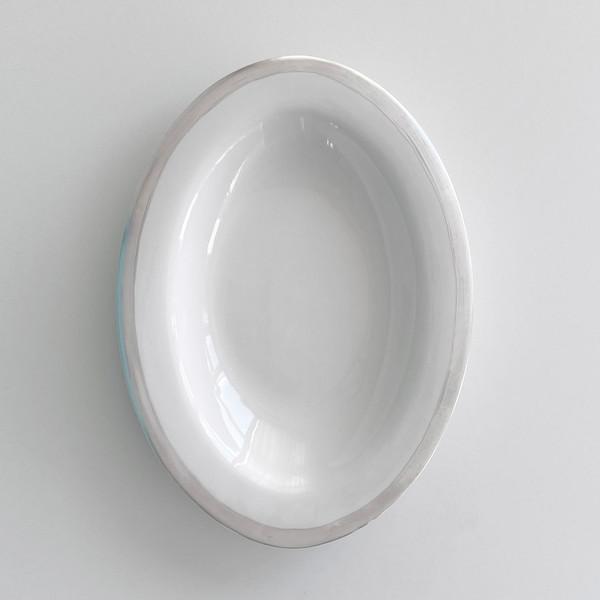 Silver rim oval bowl