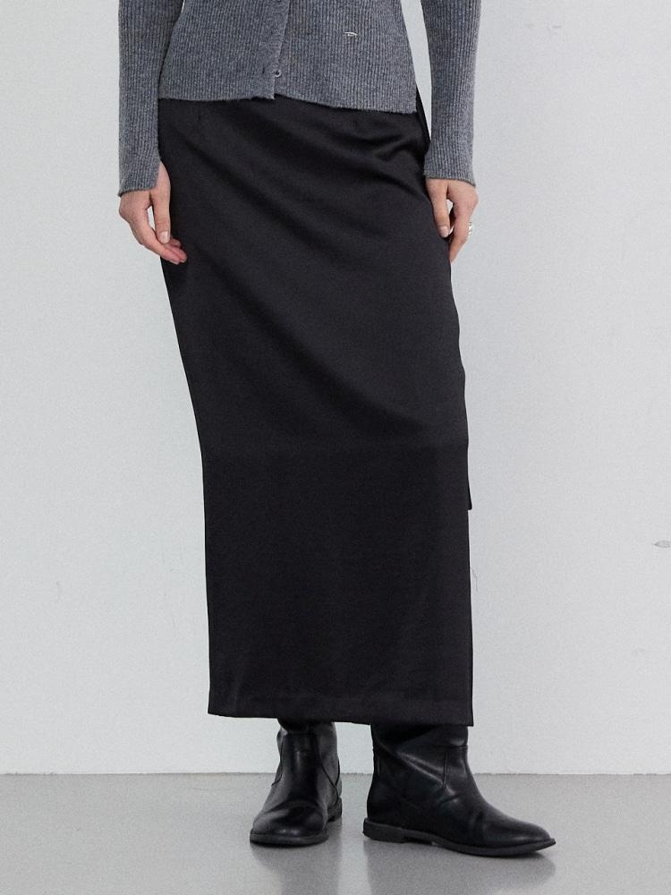 (1차) SILKY H LINE SKIRT - BLACK