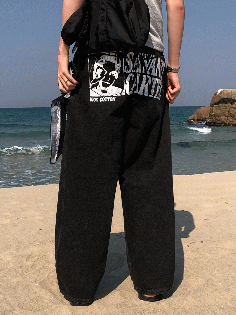 GT stone printing denim pants 2C