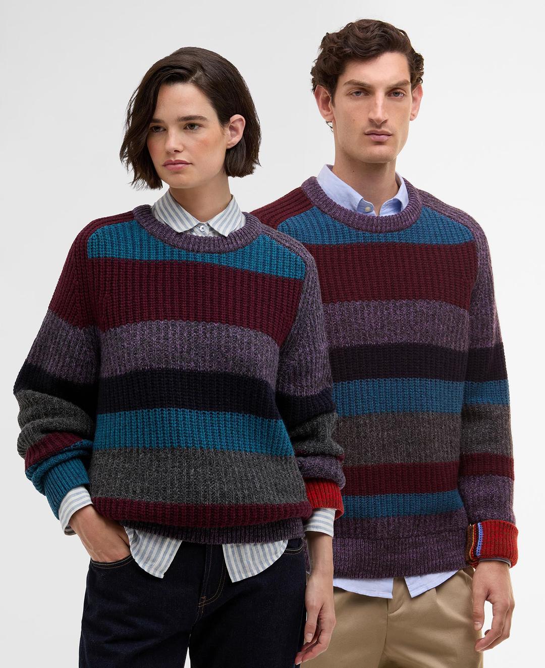 [Barbour x Paul Smith] 남여공용 멀티컬러 Multi Striped 크루넥 니트