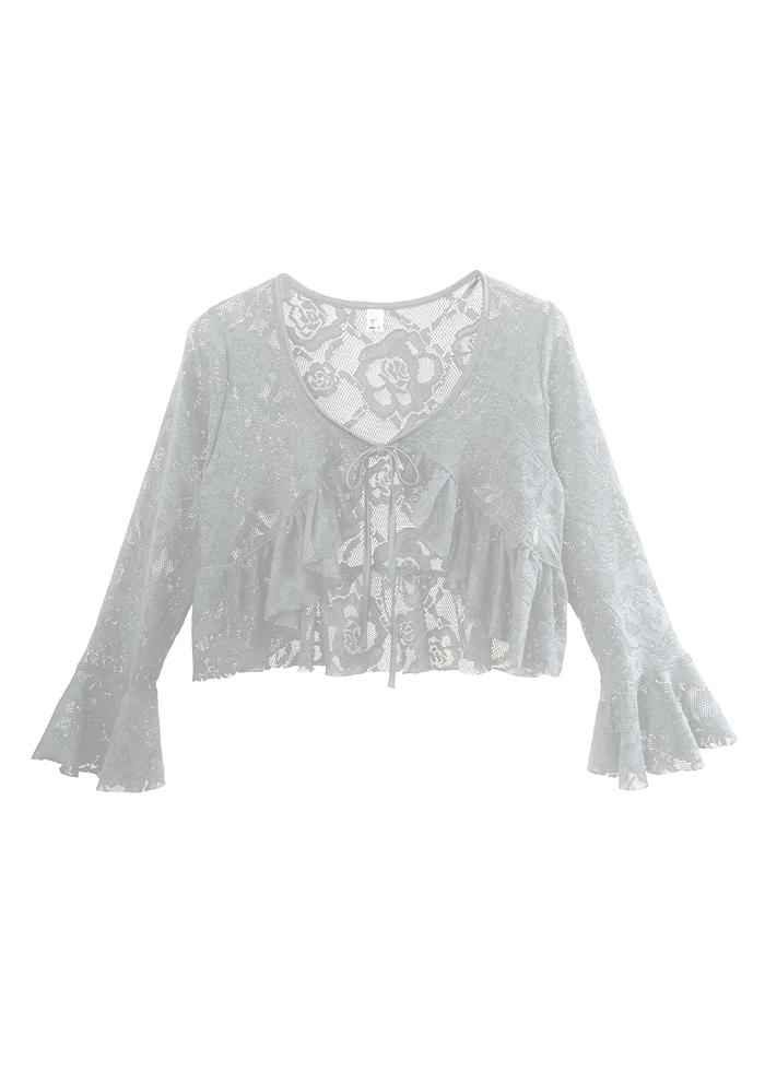 ROSE LACE FRILL CARDIGAN WHITE