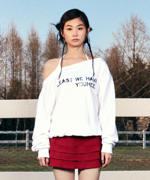 유희(YOUHEE)  OFF SHOULDER SWEATSHIRTS WHITE - 사이즈 & 후기 | 무신사