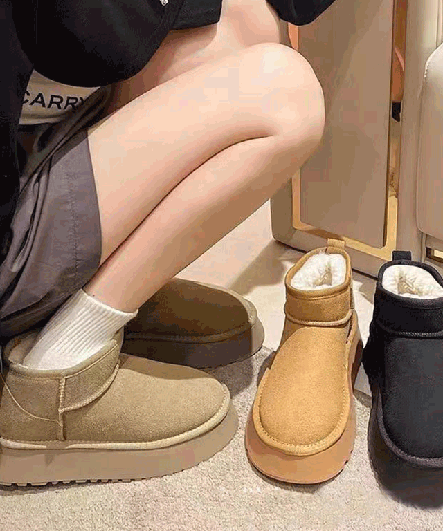 키높이 플랫폼 겨울 따듯한 털 숏 부츠 어그 통굽 5cm JS0295