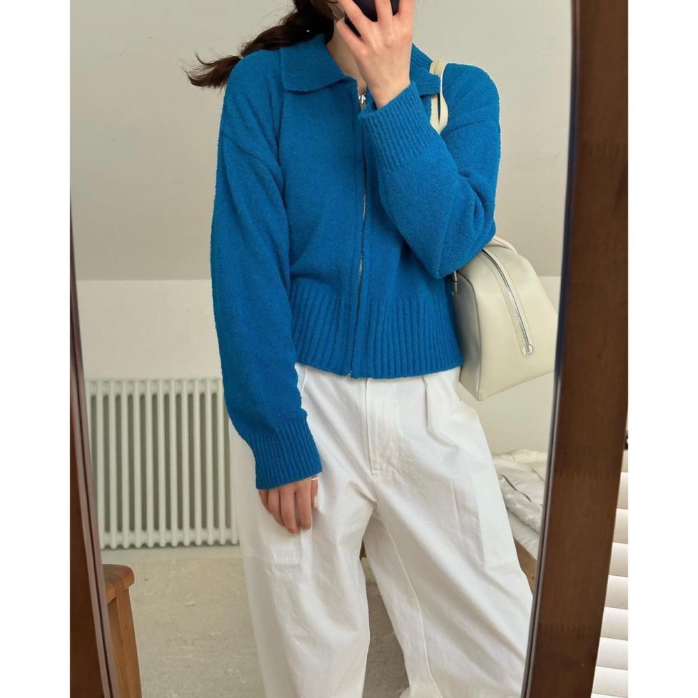 (전부 당일) Mare 마레 컬러 집업 콘 니트 카라 가디건 (2colors)