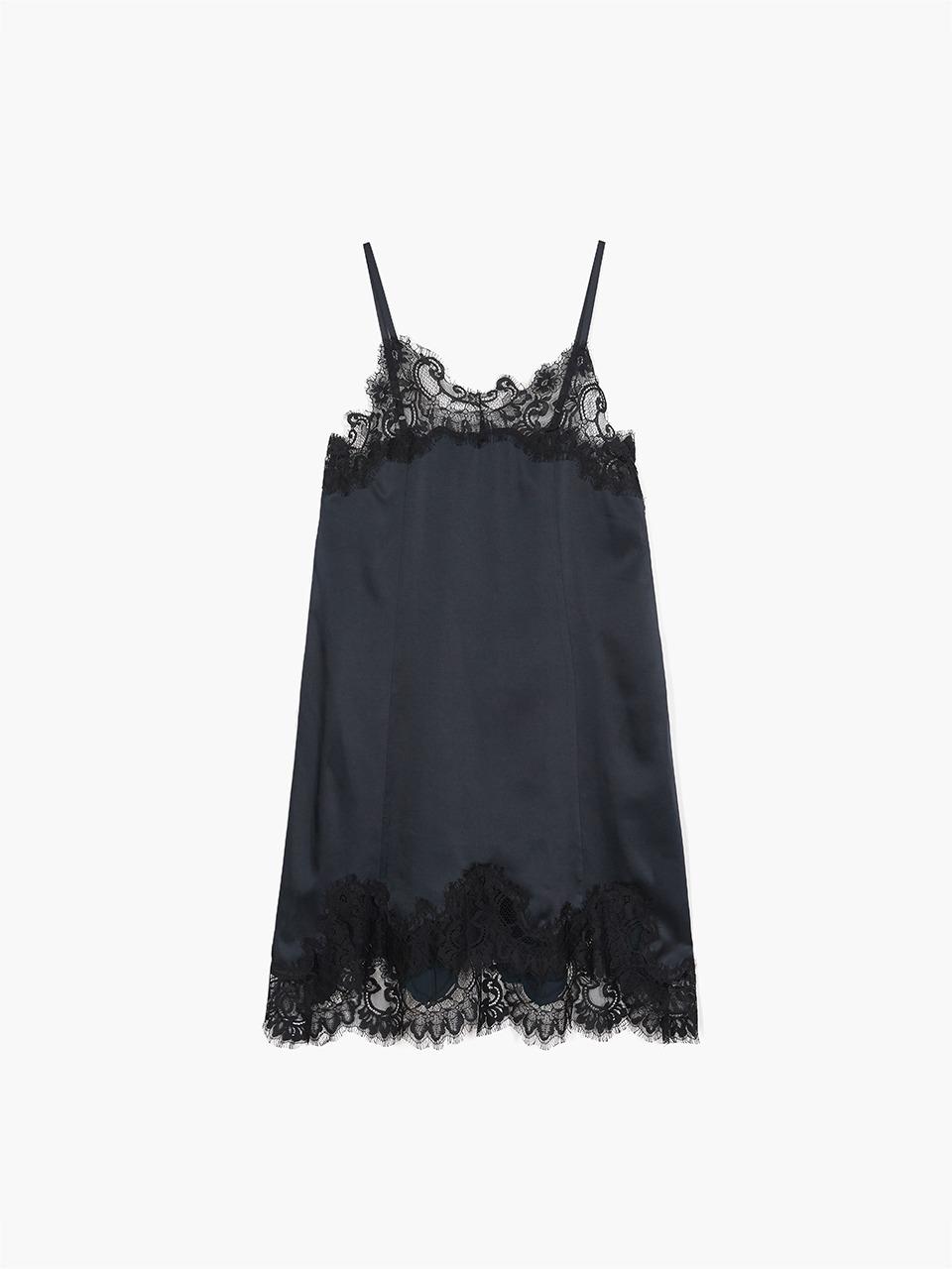 SATIN LACE DRESS_black