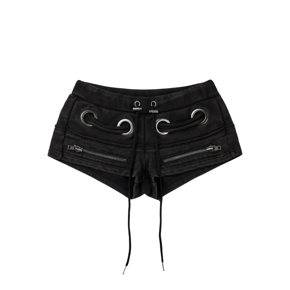 Eyelet Short Pants (Washed Black)