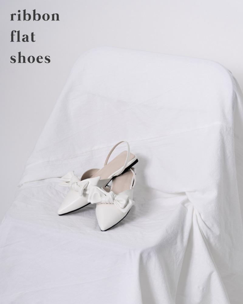 [2color] 페미닌 리본 플랫 슈즈 러블리 데일리 여름 봄