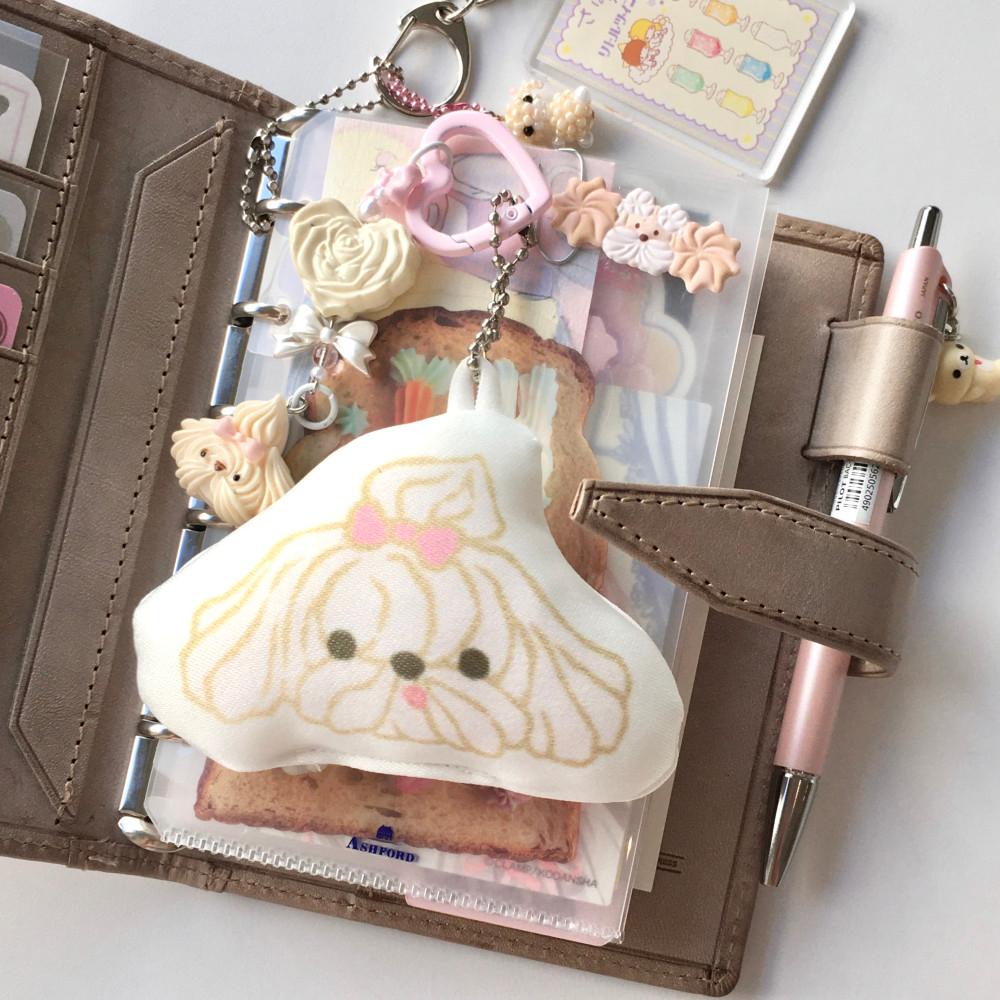 크림 강아지 쿠션 키링