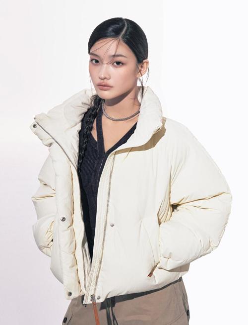 W 다운 푸퍼 자켓 버터크림