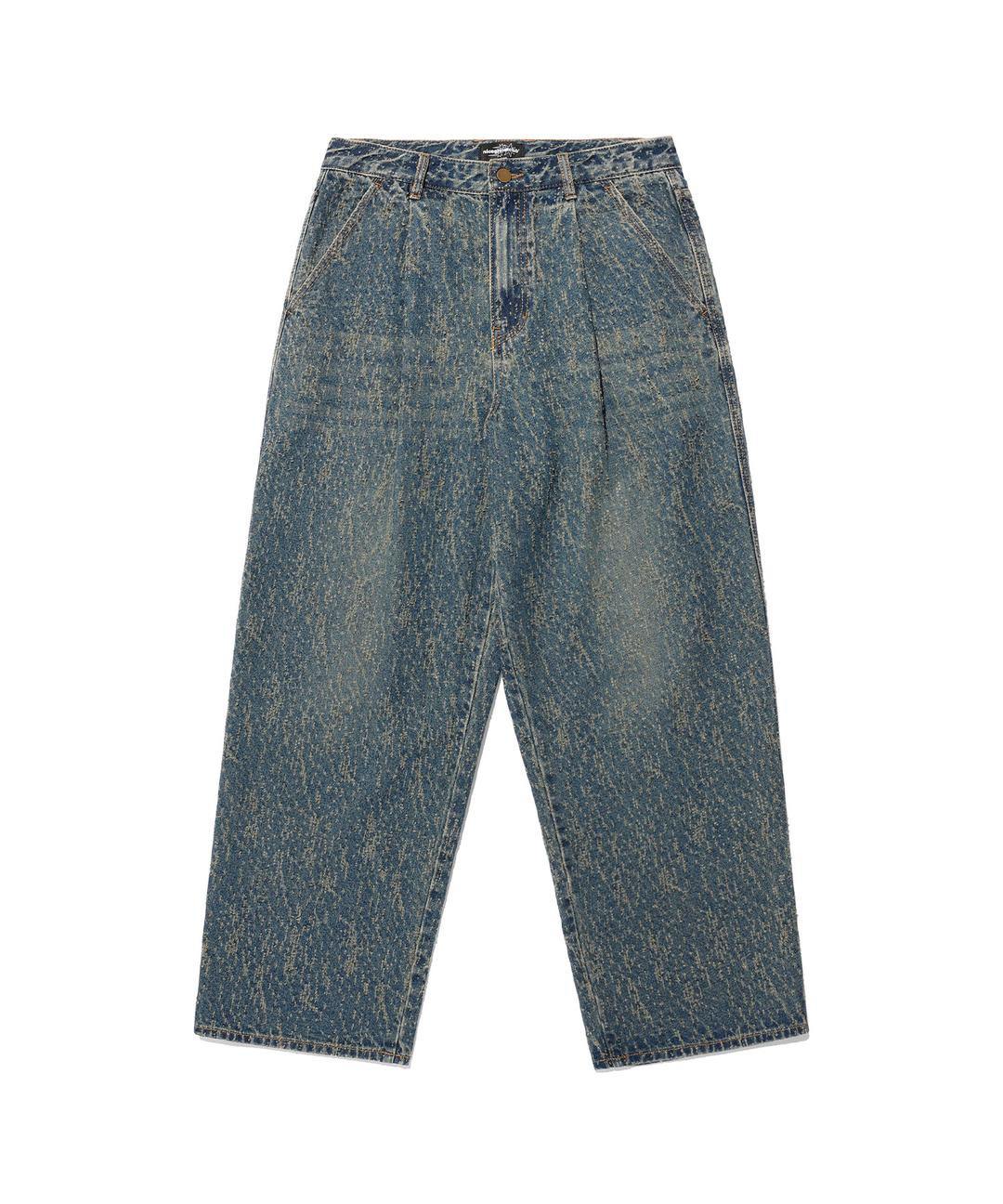 one tuck bullet distressed jeans[blue]