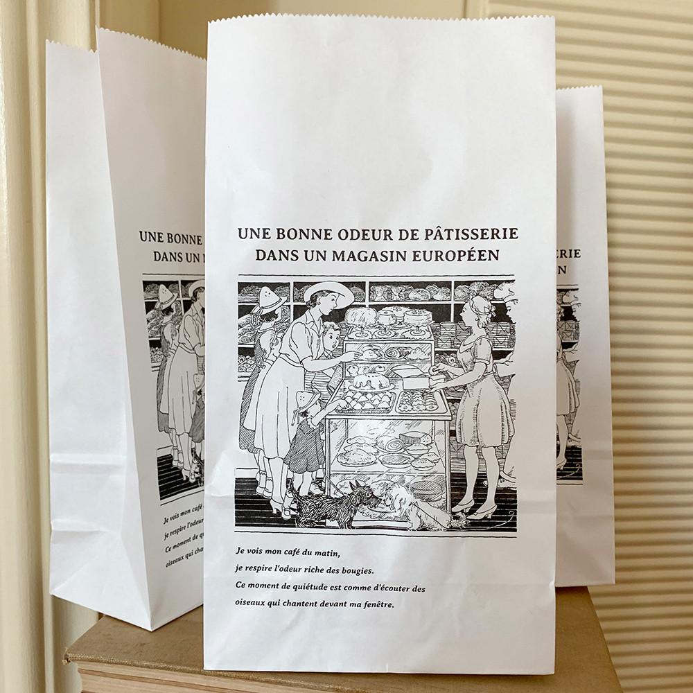 o 소량 각대봉투 10매 o 파티세리 일러스트 페이퍼백 종이봉투