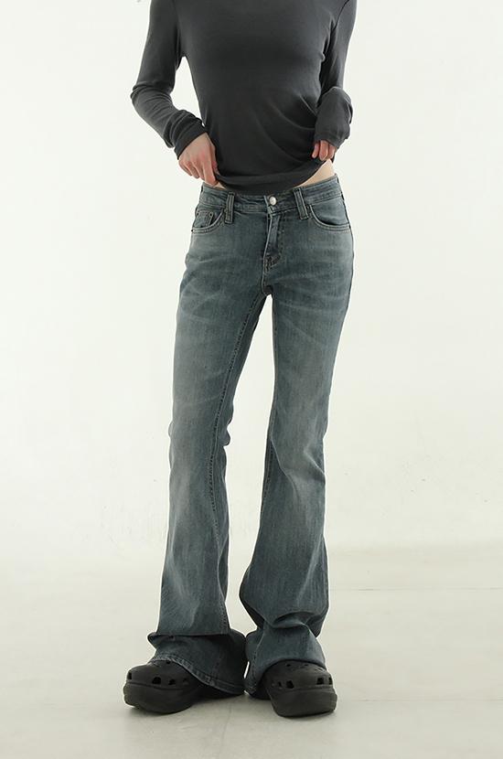 greyish low waist boot-cut jean