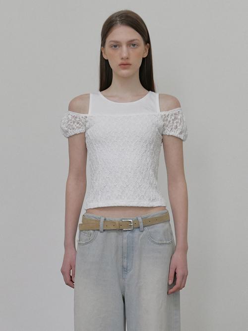 Lace Layered T-Shirt, White