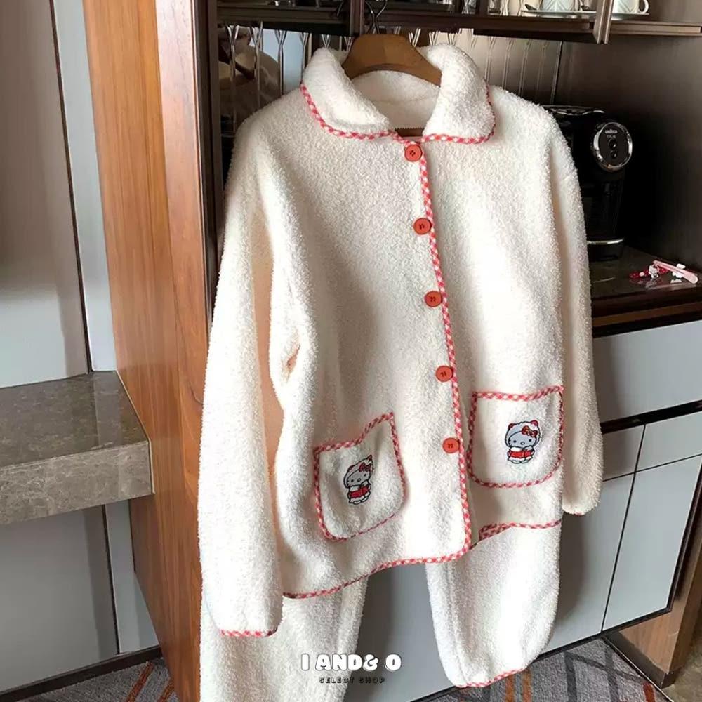 아이앤드오 Fluffy White Kitty Pajamas 플러피 키티 잠옷