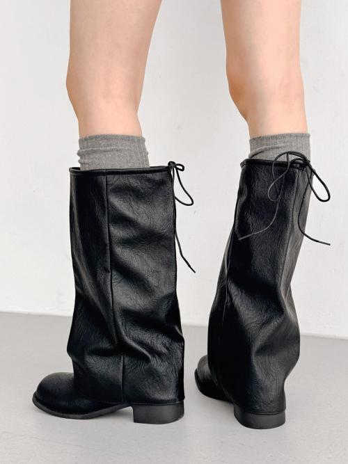 에브리데이 네이븐 웨지 스트링 레더 롱부츠 ED2566