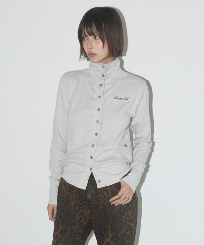 ROUGH HIGH-NECK CARDIGAN (LIGHT GRAY)_F25QB075