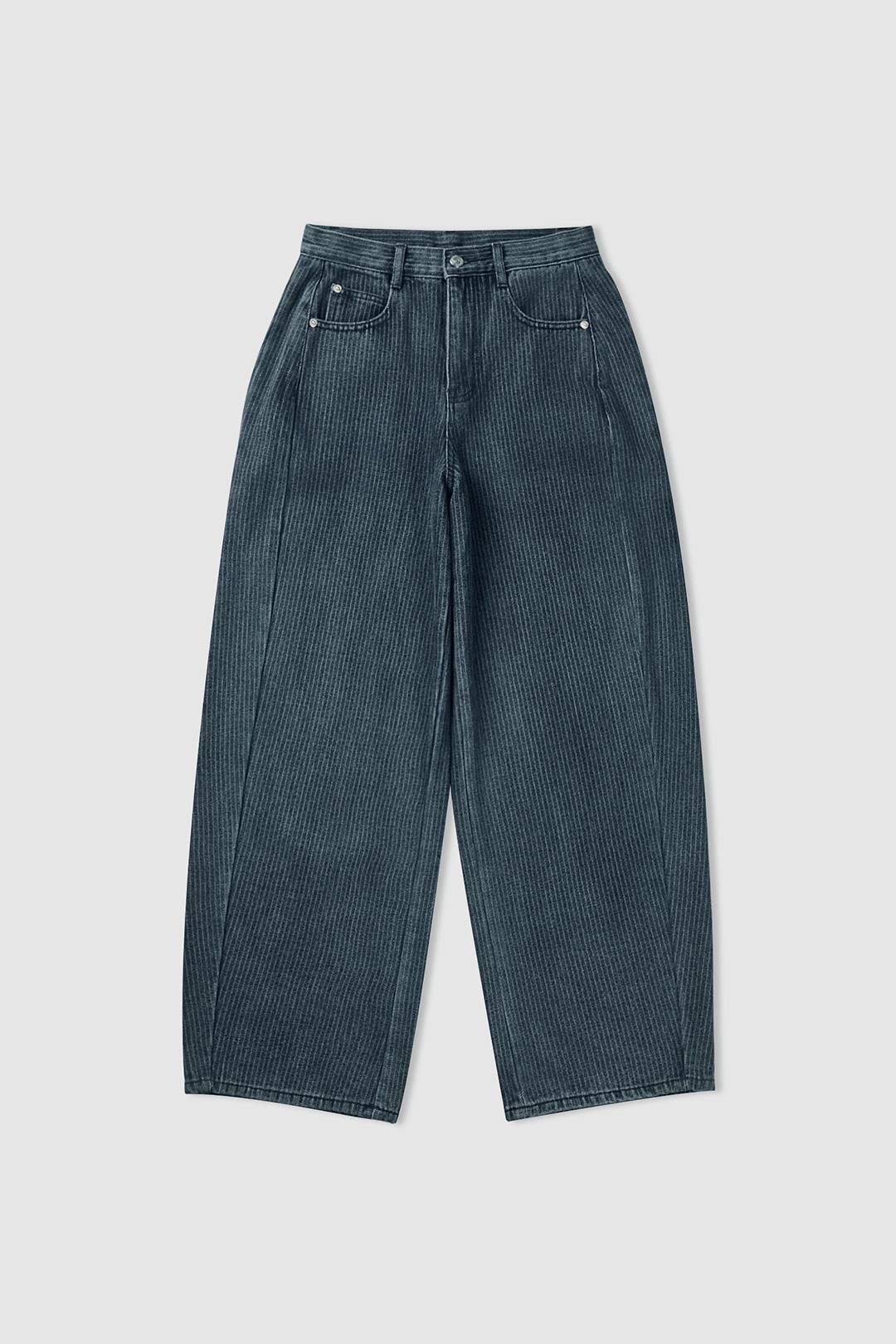 Striped Ballon Denim Pants (Blue)